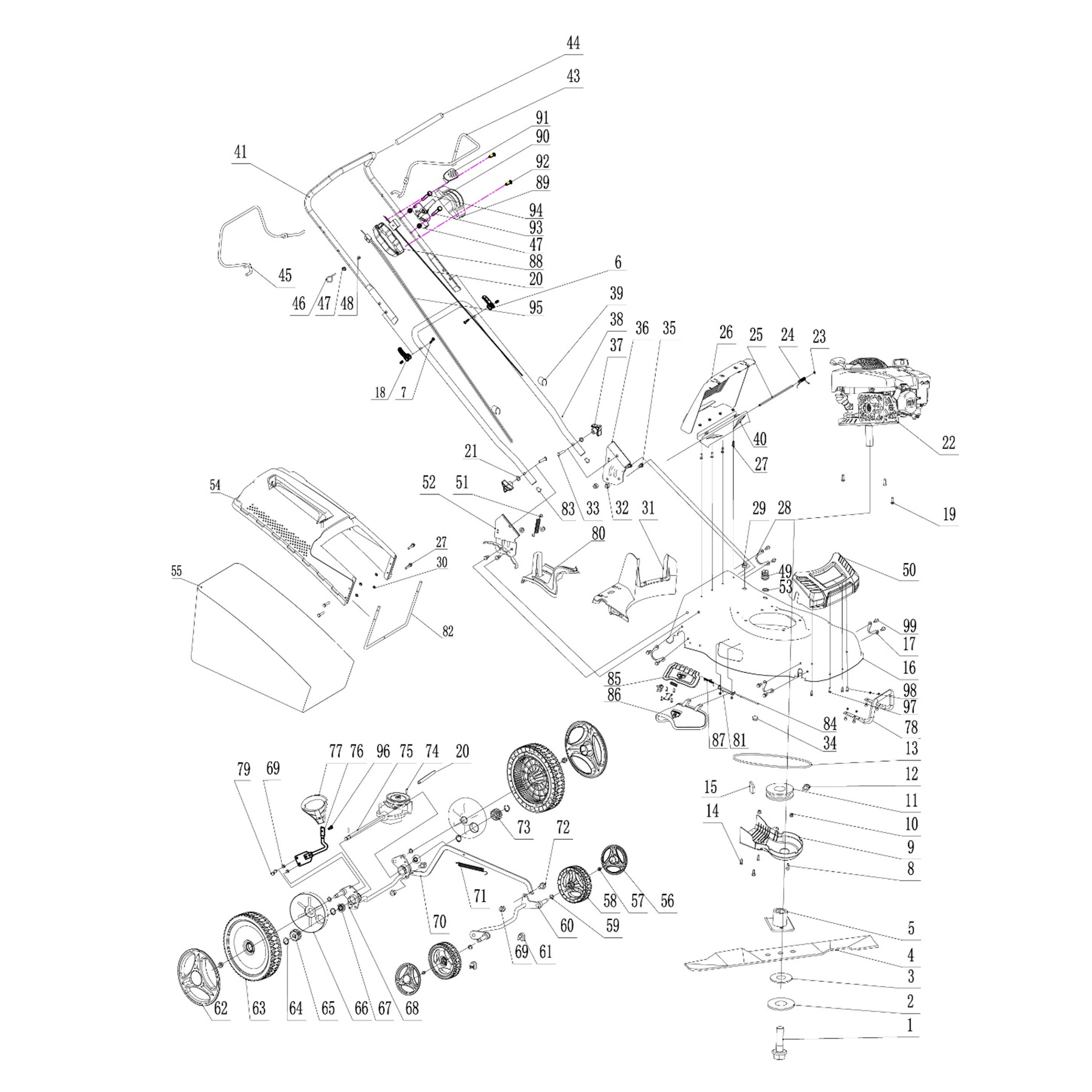 Cамоходная газонокосилка бензиновая ГБС-460