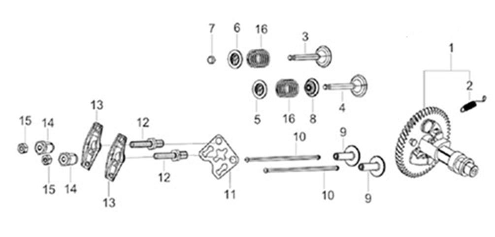 ЗАПЧАСТИ ДЛЯ ДВИГАТЕЛЯ LC170FDS (ВАЛ РАСПРЕДЕЛИТЕЛЬНЫЙ, КЛАПАНА)
